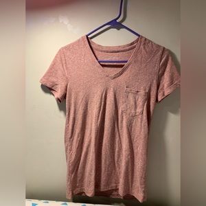 Plain light pink v neck top